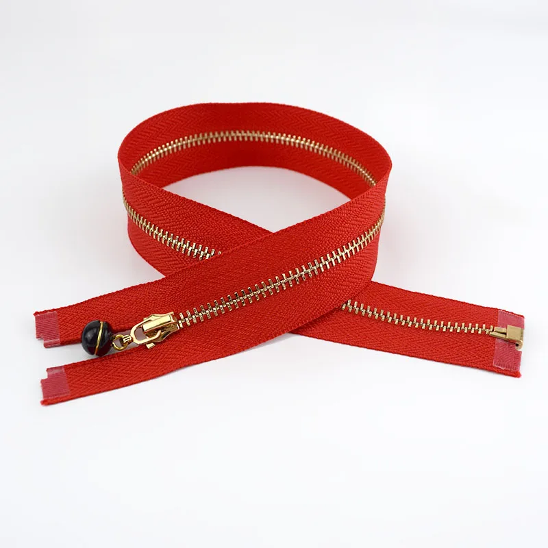 Red-black 60 см 3# открытый конец застежки-молнии для шитья жемчужный слайдер съемник украшения Металлические молнии Одежда молния DIY ремесло аксессуары для шитья ZA044 - Цвет: Red-black