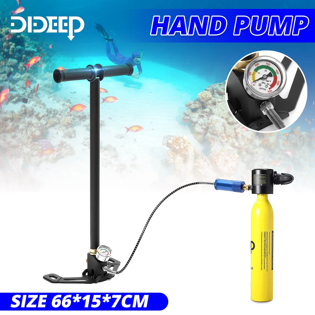 

DIDEEP Portable Hand Operated Pump For 0.5L Mini Scuba Oxygen Air Tank Spare Diving Equipment Underwater Breathing Accessories