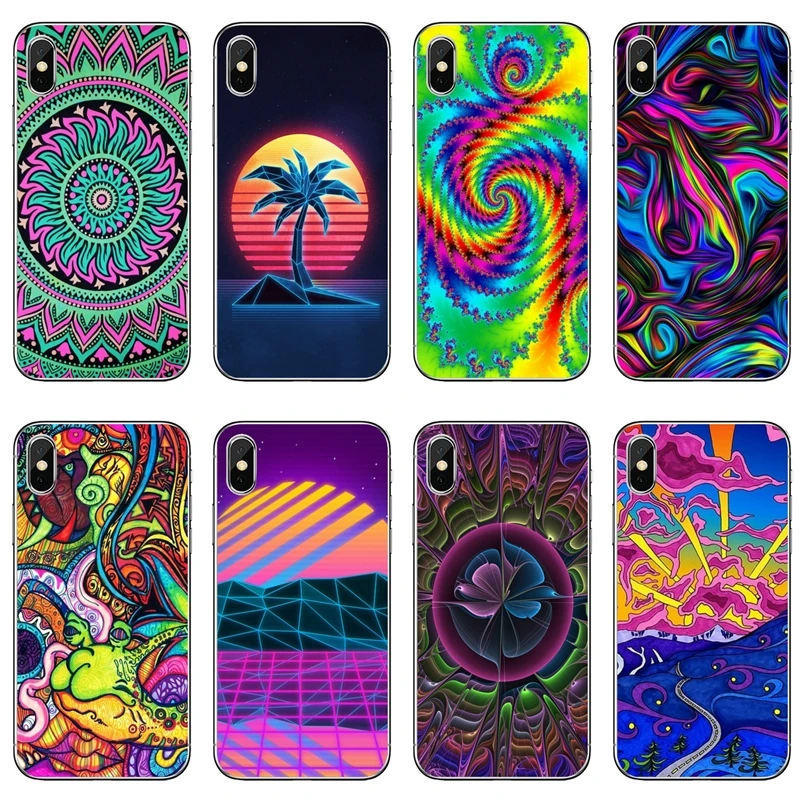 Neon Psychedelic art phone Case For Samsung Galaxy M30 A70 A60 A50 A40 A30 A10 A9 A8 A6 J8 J4 J6 Prime Plus 2018 | Мобильные