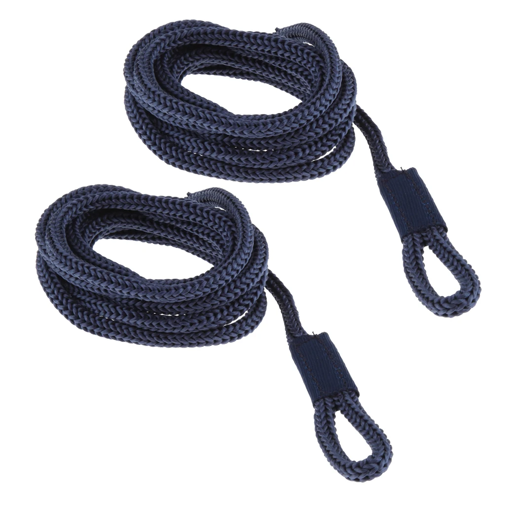 2x Boat Fender Lines 1/4 INCH X 5 FT Bumper Whips Rope Docking Blue