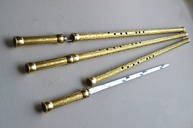 Brass Metal Flute+ Sword C Key Tai Chi Bodybuilding Sword Flauta xiao Martial Arts Sword Transverse Flute Self-defense Weapon
