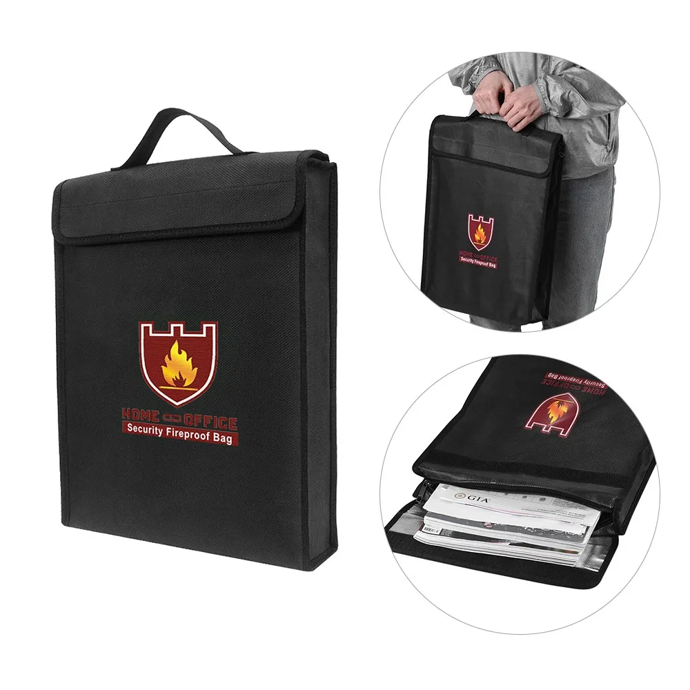 Fireproof Water Resistant Money Bag Safe Document Bag File Pouch Case File Pouch Case Security Fireproof File Bag File Bag