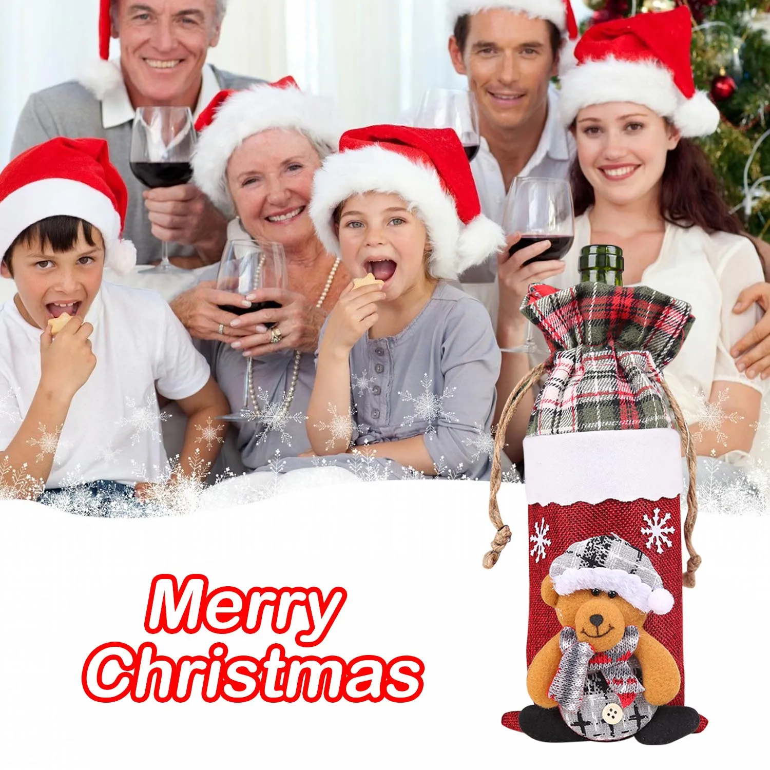 Behogar Merry Christmas шампанское вино бутылка Подарочная сумка чехол для вечерние фестиваль на стол для домашнего ужина вечерние Navidad украшения