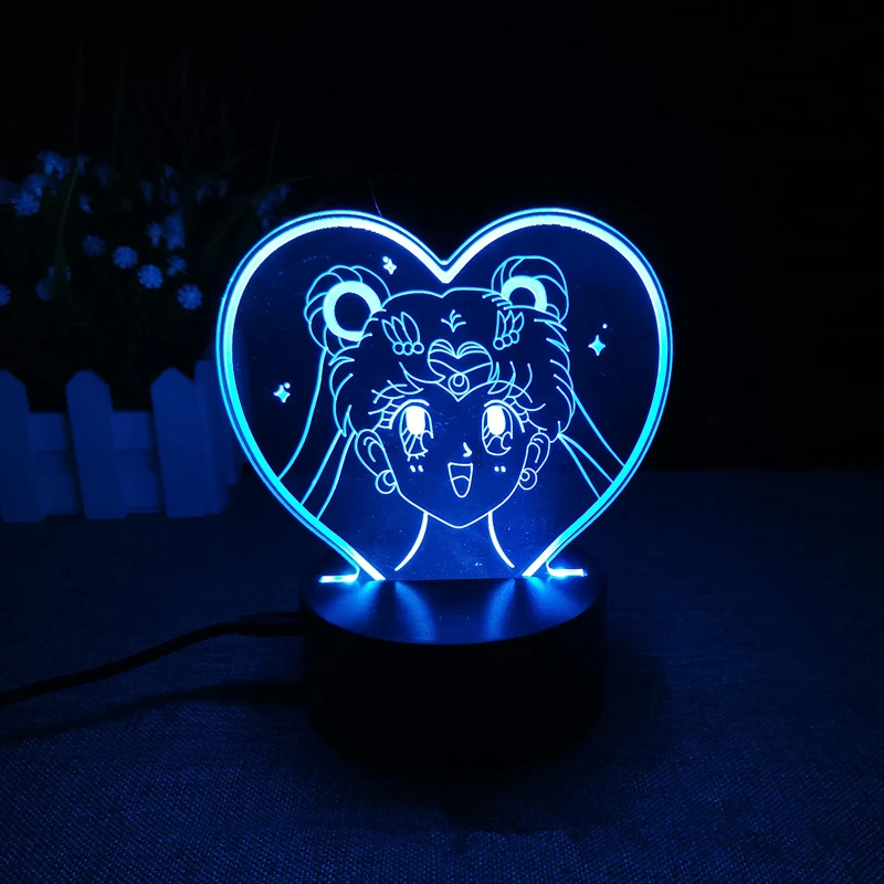 NewAnime Figure Sailor Moon Tsukino Usagi Warrior 3d Led Lamp Bedhome Manga Ninght Lights Room Lampara Dormitorio Model Toy | Игрушки и