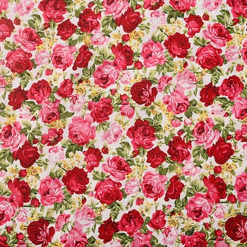 

Pastoral style handmade DIY clothing fabric daisy and rose printed cotton fabric two-color optional