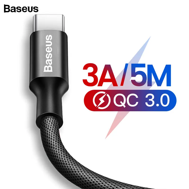 Кабель Baseus длиной 5 м usb type-C для быстрой зарядки samsung S10 USB-C кабель type-C для huawei Xiaomi Mi 9 Oneplus 6t USBC зарядное устройство