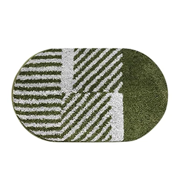 

Room Floor Area Rug Ultra Soft Machine Washable Oval Non Slip Kitchen Toilet Bath Mat Modern Home Decor Striped Water Absorbent