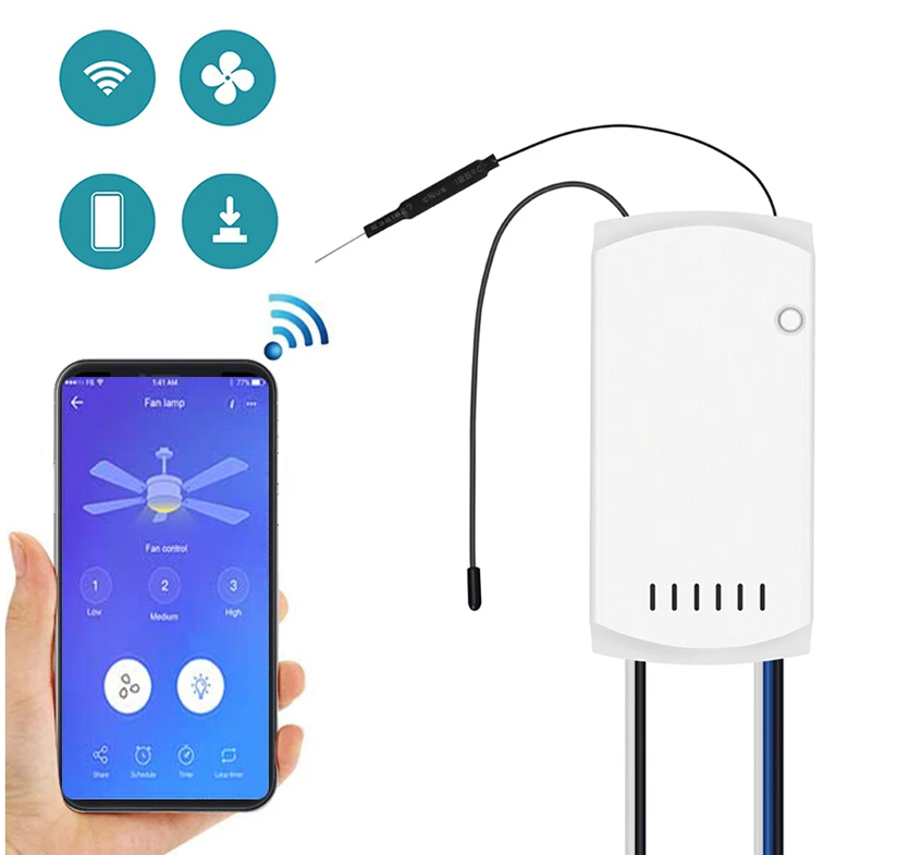 

SONOFF IFan03 Wifi Smart Fan Switch Celling Fan/Light Controller 433 RF/APP/Voice Remote Control Adjust Speed Smart Home Module