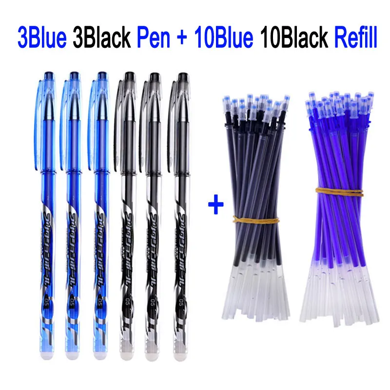 Delvitch 6+ 20 шт/набор 0,5 мм стираемая гелевая ручка стираемая ручка стержень синий черный стираемые чернила ручка школьные Офисные инструменты - Цвет: Mix color