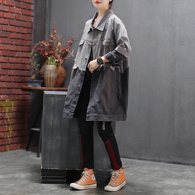 TVVOVVIN Spring Autumn Lapel Long Sleeve Hit Colors Single Breasted Vintage Loose Windbreaker Female Jacket Women X804