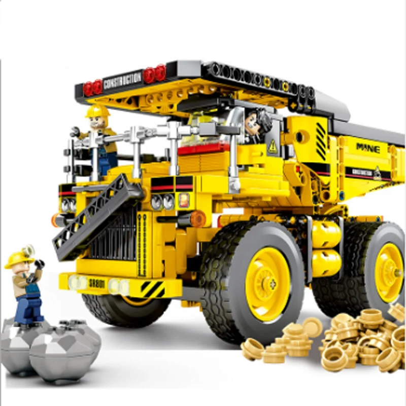 

City Engineering Bulldozer Crane Technic Truck Excavator Roller Building Blocks bricks Mine transporter Construction Toy