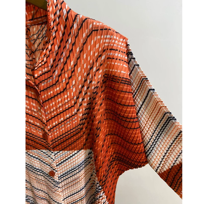 Changpleat, осенняя Новинка, Женская Базовая куртка с принтом, пальто Miyak, плиссированное, модное, стоячий воротник, длинный рукав, женская верхняя одежда, пальто