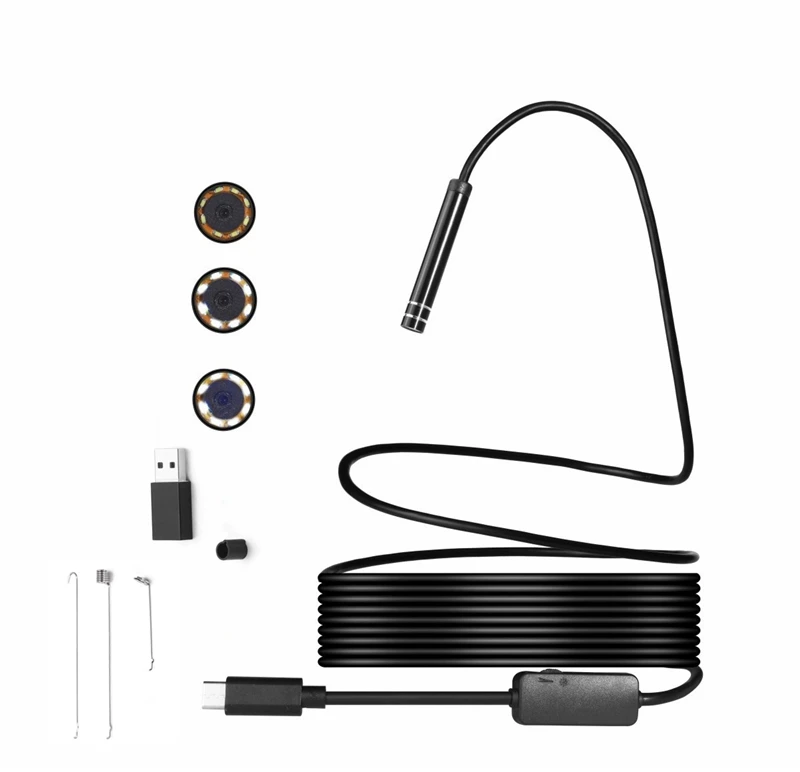 

8mm Endoscope Camera Type c Flexible Inspection Snake Camera 720P USB Borescope for Car Pipe Repair Android Smartphone PC-1m