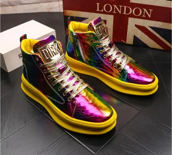 

New men's denim short boots men's high shoes Korean version of the thick bottom hip hop casual men's shoes youth wild shoes men