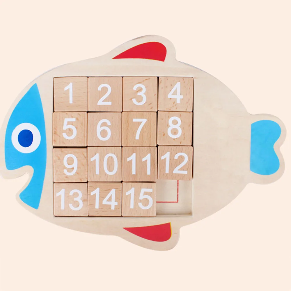 Дети Sudoku Математические Игрушки деревянные рыбы Форма цифровые цифры 1-15 мозговой тизер Klotski игры игрушки для взрослых детей
