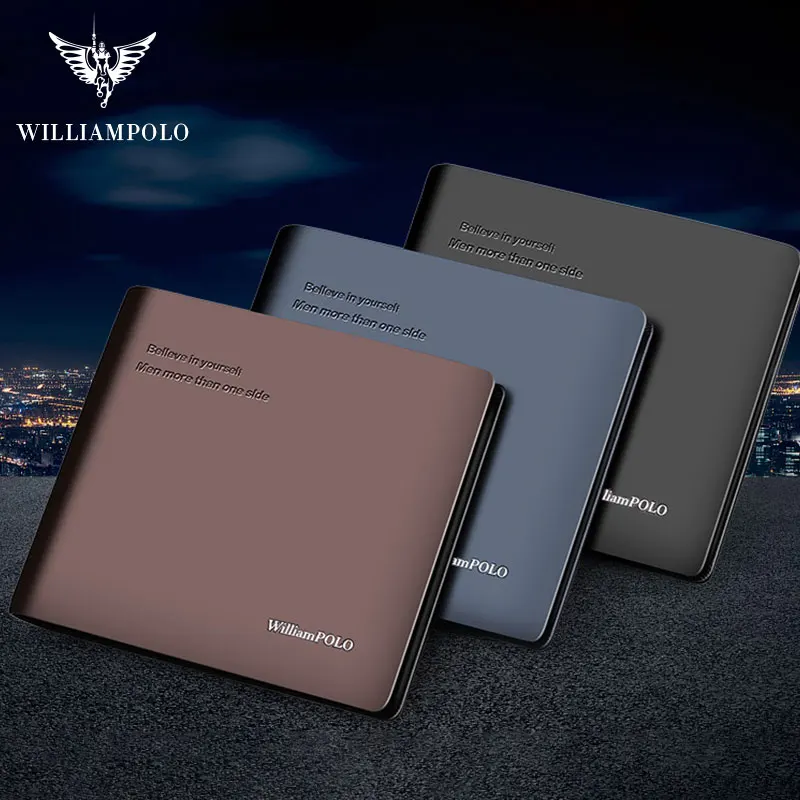 Мужской кошелек из натуральной кожи WilliamPOLO короткий складной клатч