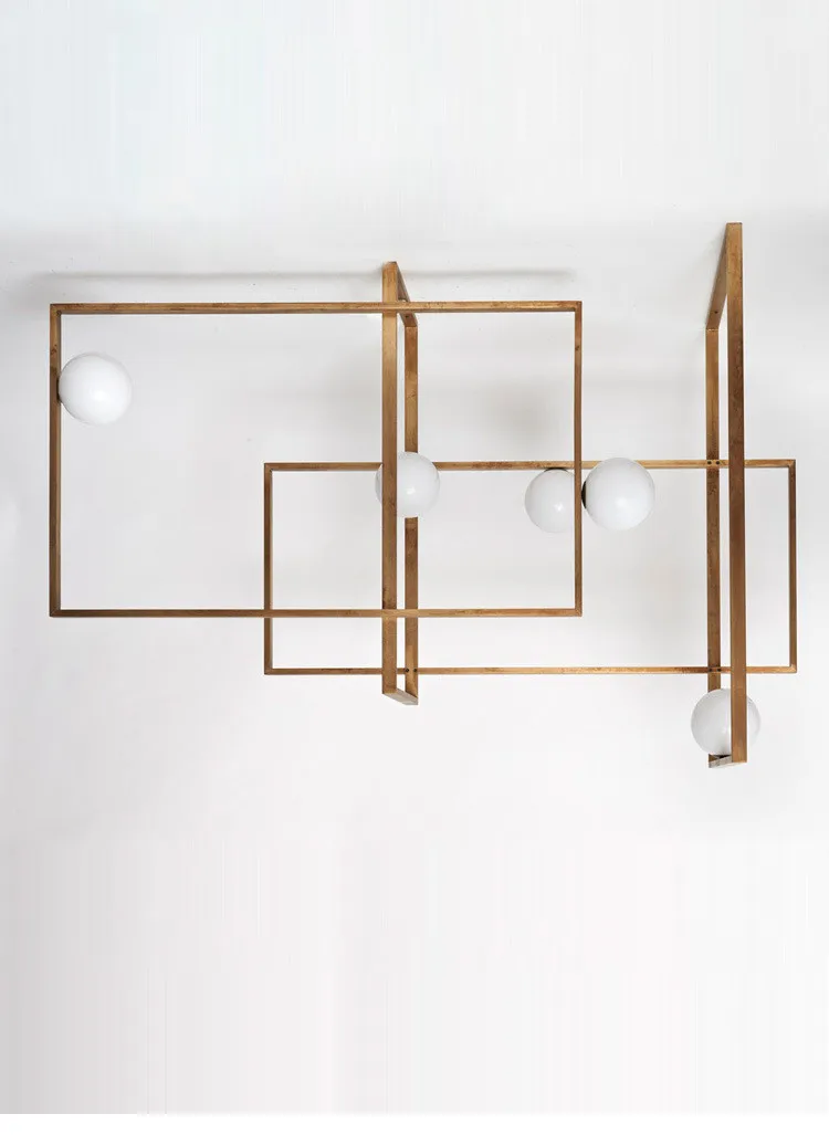 Creative Rectangle 5 Glass Ball LED Pendant Lights Parlor Foyer Dining room Pendant Lamp Bedroom Hanglamp Gold/Black 110-260V