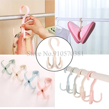 

6Pcs 360 Degrees Rotate Four Claws Hooks Dry Wet Dual Use Towel Hanger Home Clothes Shoes Sundries Organizers Multi-Function