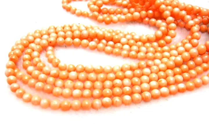 Qingmos 5-6mm Round Natural Pink Coral Neckalce for Women with Genuine Coral 5 Strands 18-23