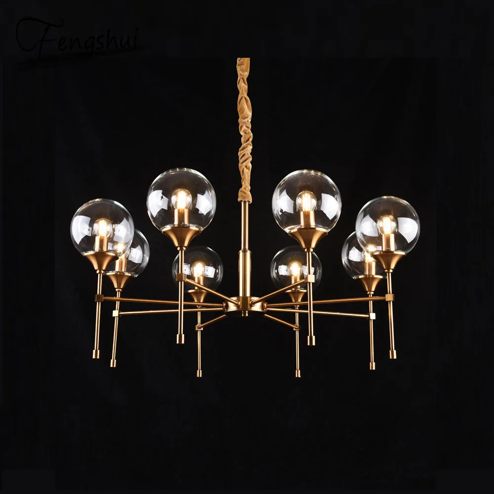 

Luxury Chandelier Iron Amber/ash/transparent Glass LED Chandeliers Modern Ceiling Chandelier Lighting Living Room Bedroom Lamp