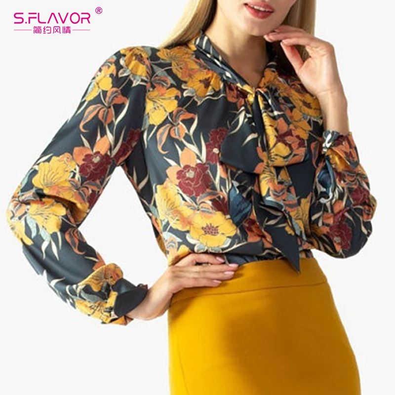 S. FLAVOR 2020 весенние женские повседневные рубашки топы Модные рабочие Топы с