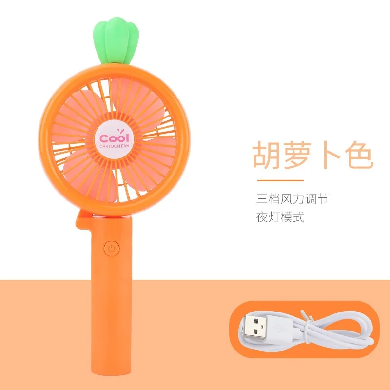 

New Style Fresh Radish Small Fan USB Mini Shining LED Carrying Portable Portable Chargable Small Electric Fan
