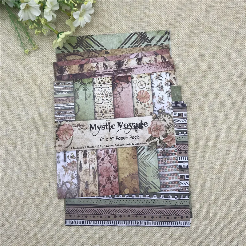 24 sheet 6"X6" voyage the flower patterned paper Scrapbooking paper pack handmade craft paper craft Background pad