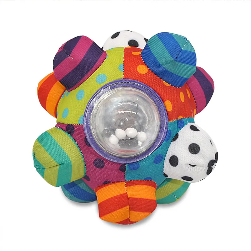 

Baby Toy 6-12 Month Fun Pumpy Ball Cute Plush Soft Cloth Hand Rattles Bell Training Grasping Ability Toy Boys Ring Toy Kid Gift