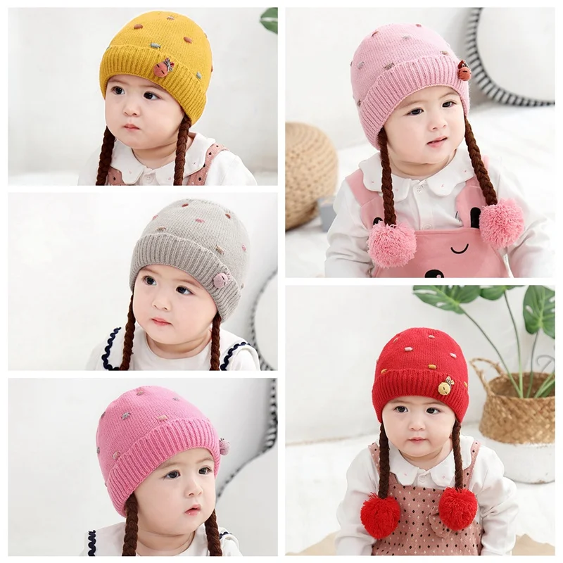 Детская шапка с конским хвостом шапочка шапка-ушанка зимнее, связанное из шерсти Шапки для детская одежда