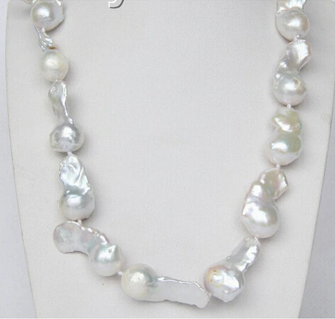 810 17" 35mm white Reborn keshi pearls necklace