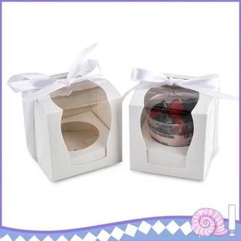 

12pcs/Lot Cupcake box with PVC Clear window Birthday Party Wedding Cupcake Box Decoration Packaging supplies Gift box Case
