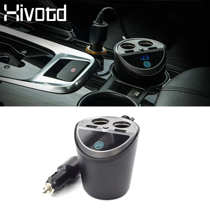 Hivotd универсальное автомобильное зарядное устройство с двумя usb-портами адаптер для прикуривателя с напряжением светодиодный дисплей многофункциональные аксессуары для интерьера