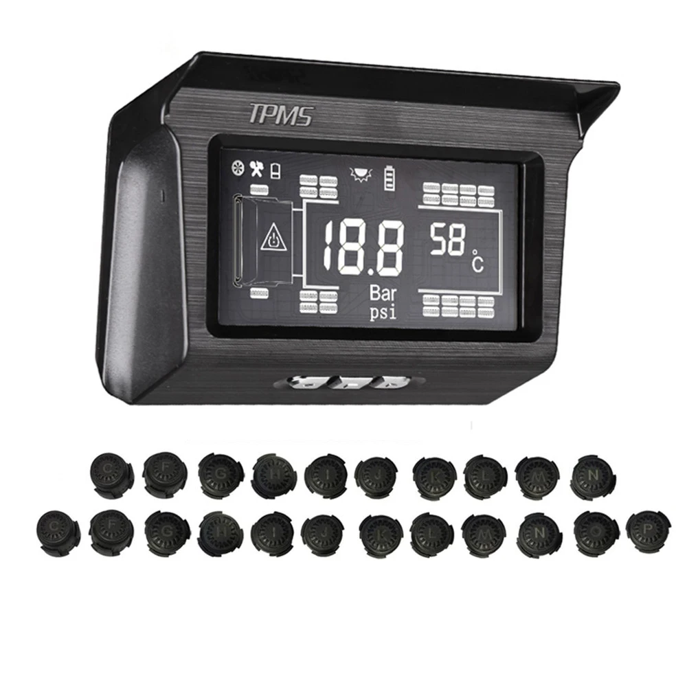 WONVON 22 внешний датчик беспроводной TPMS H2 солнечной энергии и usb зарядки ЖК-система мониторинга давления в шинах 188Psi с повторителем - Тип: Портативный