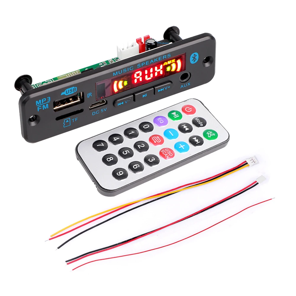 Wireless Bluetooth 5.0 Audio Decoder Board USB TF FM Radio Module DC 5V 12V Car MP3 Player Support MP3/WMA /WAV/FLAC/APE