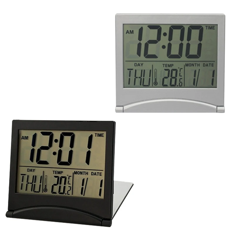 Digital Thermometer Calendar Folding Lcd Digital Alarm Clock Desk Table Weather Desk Temperature