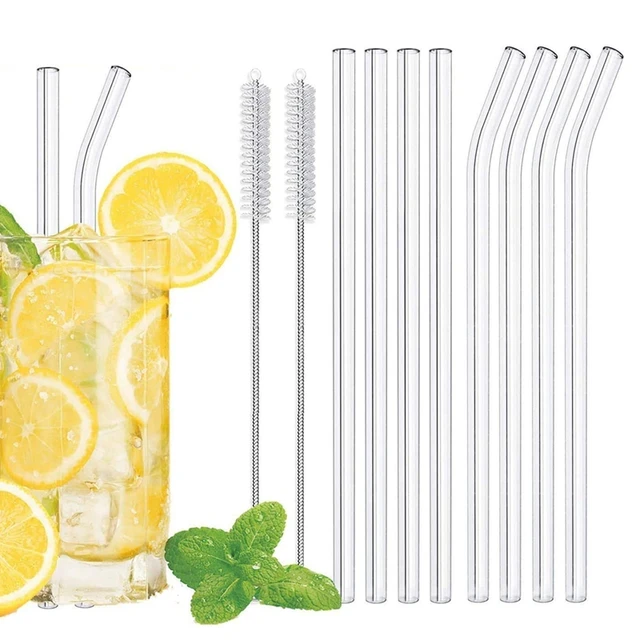 8Pcs Glass Straws Reusable Drinking Straw Set 8 Inch Tube Glasses Clear  Glass Drink Straws for Smoothie Cocktail Bar Accessories - AliExpress