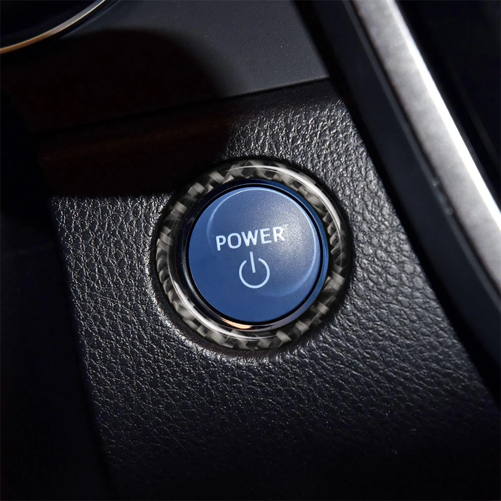 

Interior Decoration Engine Ignition Start Stop Button Ring Cover Trim Carbon Fiber Sticker for Toyota Camry 8 2018 Car Decals