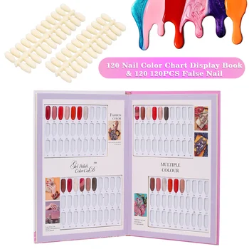 

120 Nail Color Chart Display Book with 120pcs False Nails Nail Polish UV Gel Color Card Display Card Board Nail Salon Tools