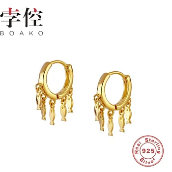

BOAKO Aros Fish Hoop Earrings For Women 925 Silver Earrings 2020 Fashionable Drop Earring Jewelry Zircon Pendientes Brincos
