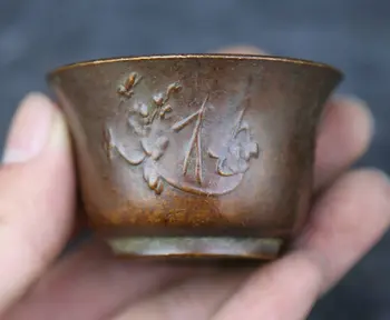 

55MM/2.2" Collection Fengshui Bronze China Exquisite A Set Plum Blossom Orchid Bamboo Chrysanthemum Cup Tumblerful Teacup 151g