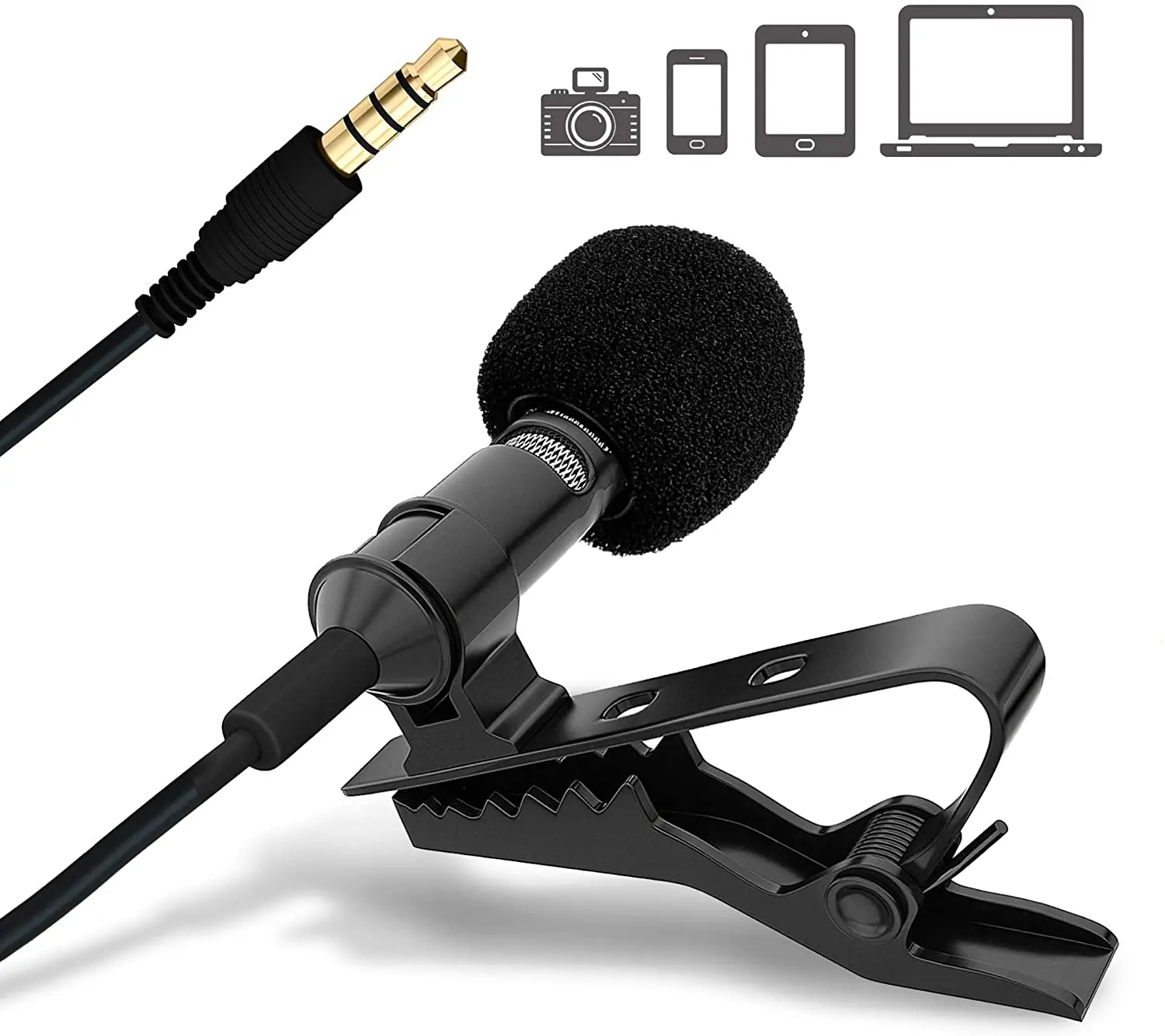 Professional Lavalier Lapel Microphone - Omnidirectional Condenser Microphone for phone, DSLR Camera and Computer Youtubers