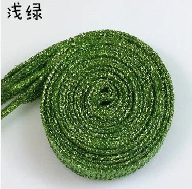green Цветные мужские и женские шнурки для кроссовок с металлическим блеском, блестящий шнурок золотого цвета, серебристые плоские шнурки, спортивная обувь для бега, шнуровка - Цвет: green