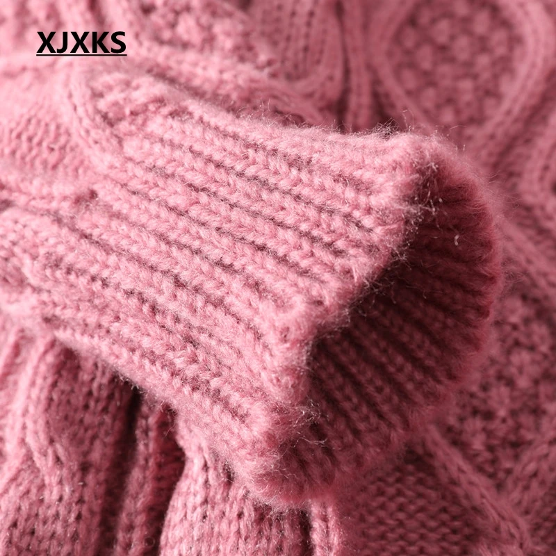 XJXKS, новинка, Осень-зима, женский свитер, крученые топы, модный вязаный Повседневный свитер размера плюс, Свободный пуловер, длинный свитер