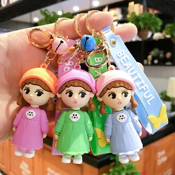 

New Beautiful Girl Keychain Young Love Heart Winter Key Chain Doduo Charm Keyring Bag Pendant Accessories Bubble Gift