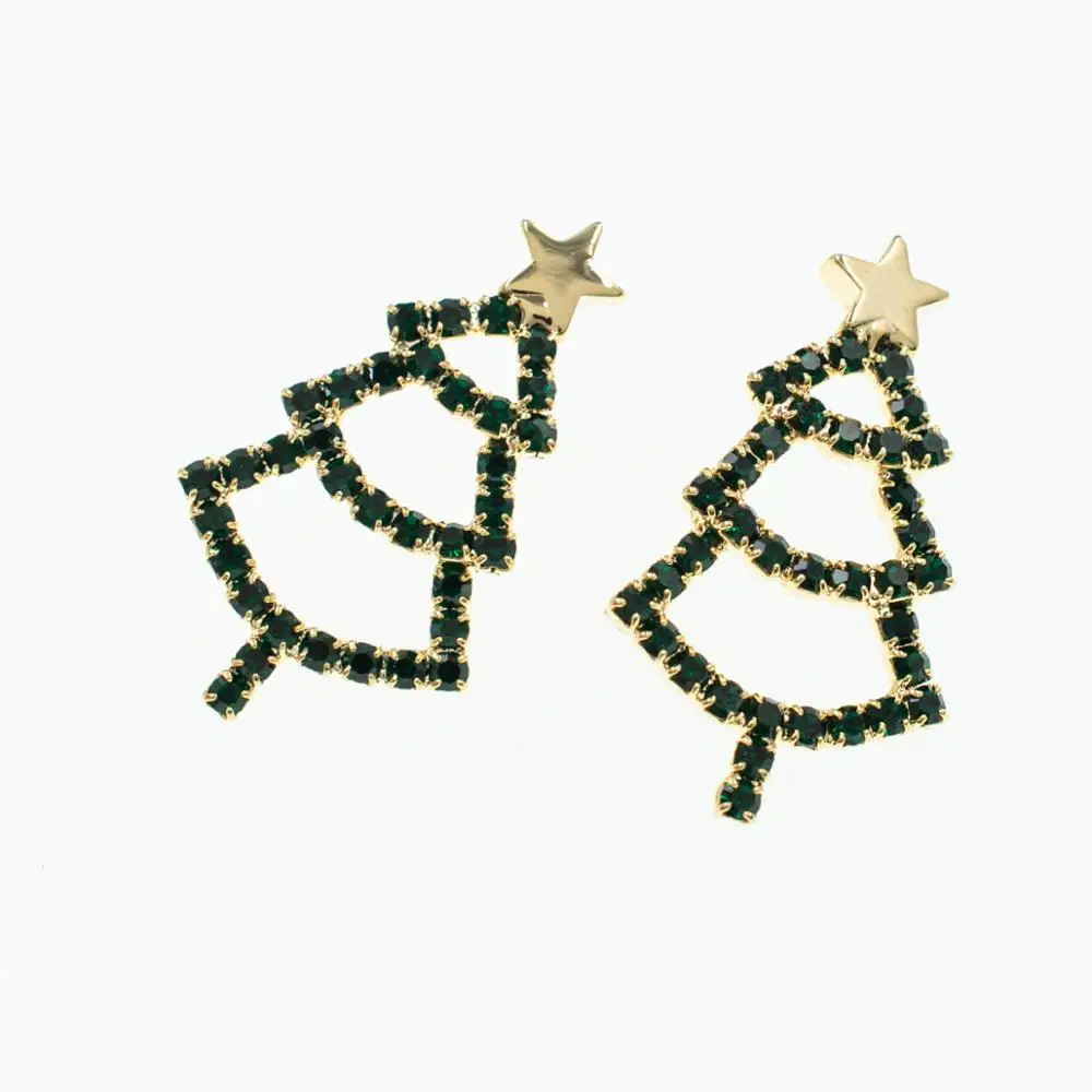 

New Design Cubic Zirconia CZ Copper Christmas Tree Earring for Women Girl Xmas Gift A6276