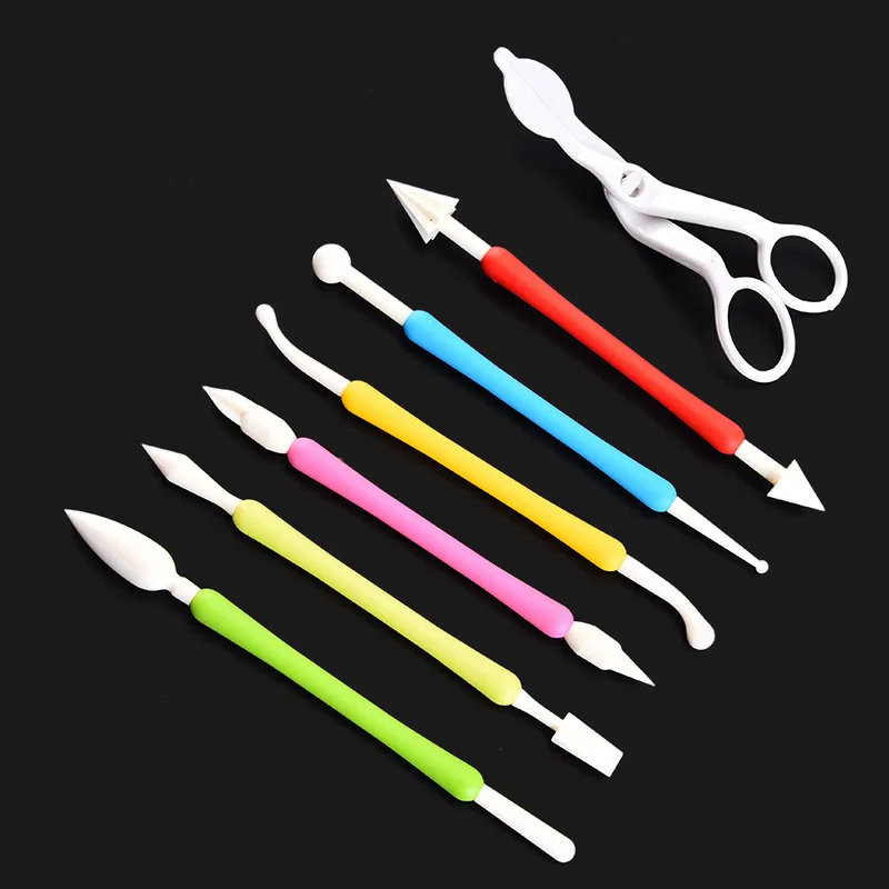 

7pcs/set Fondant Cake Tools Fondant Decoration Carving Knife Accessories Fondant Moulding Carving Baking Tools Removable Pen Tip