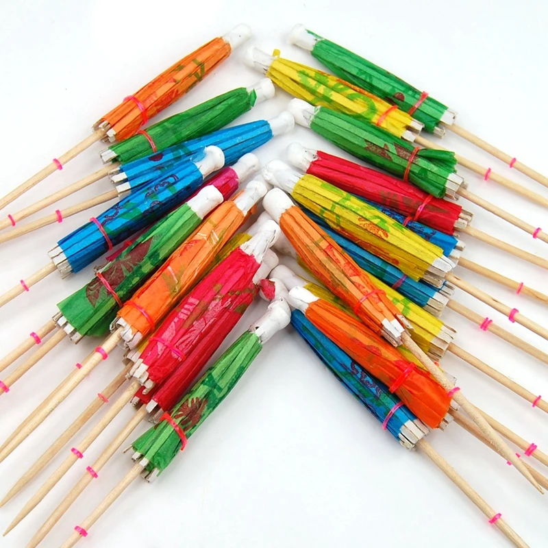 24 Разноцветные бумажные Коктейльные зонтики вечерние аксессуары для