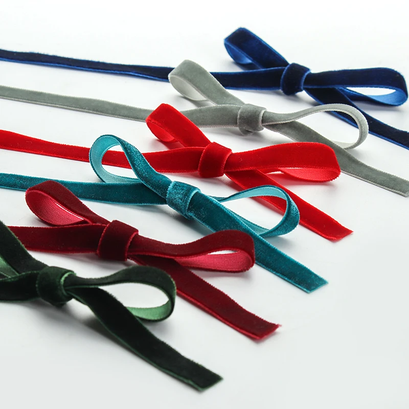 Velvet Ribbon Wedding Party Decoration Handmade Ribbon Gift Wrapping Hair Bowknot DIY Christmas 1cm Width 50Yards/roll ribbon decoration,ribbon supplies,christmas ribbon,velvet ribbon,wrapping ribbon