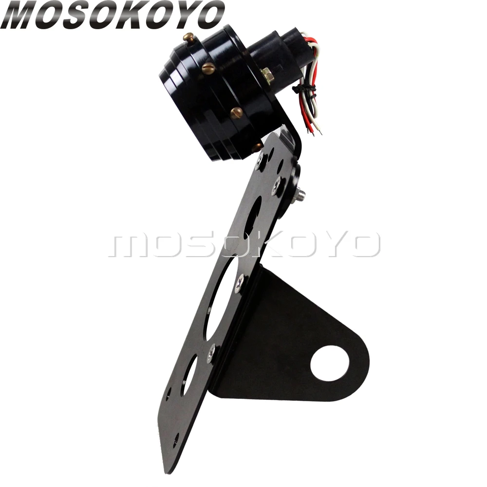 Black Латунь Винтаж стоп Taillamp 12 В/светодиодный держатель номерного знака мотоцикла для Harley Dyna Sportster XL пользовательские Боковое крепление тормозные огни - Цвет: Black
