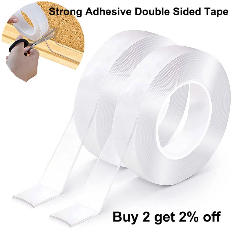 1 5meter Double Sided Adhesive Tape Nano Gel Grip Tape Removable Traceless Strong Adhesive Transparent Sticky Wall Carpet Tape Adhesive Fastener Tape Aliexpress
